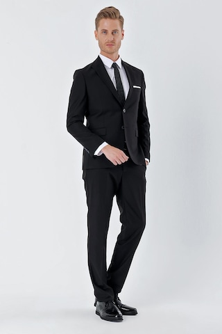 İmza Siyah Gabardin Kırlangıç Yaka 6 Drop Slim Fit Dar Kesim Basic Takım Elbise 1001245011 Siyah