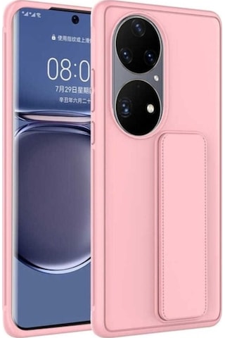 Huawei P50 Pro Kılıf Zore Qstand Kapak Pembe