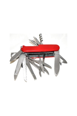 Valkyrie 17 Fonksiyonlu Outdoor İsviçre Kamp Cep Çakısı Gri - Kırmızı