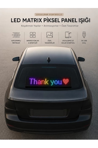 Led Matrix Piksel Panel Işığı Usb Uygulama Kontrollü Kaydırmalı Yazı Ekranı Belirtilmemiş