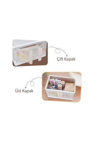 Sunup Sn-25883 72l Katlanabilir Plastik Saklama Kutusu Renkli Kapaklı Tekerlekli 40x64x37cm Beyaz