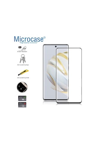 Microcase Huawei Nova 10 3D Curved Tam Kaplayan Kavisli Cam-Siyah