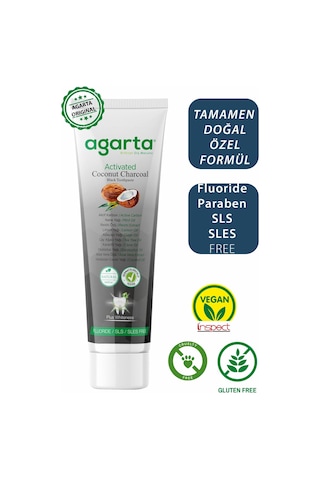 Agarta Doğal Hindistan Cevizi Özlü Aktif Karbon Diş Macunu 3 x 100 ML