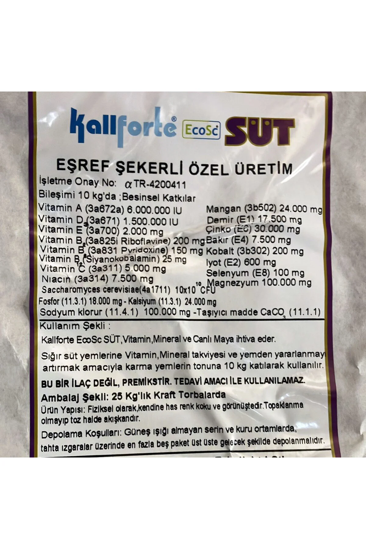 Süt Premiksi 25 Kg - Süt Sığırları, Düve, Koyun Ve Keçiler İçin