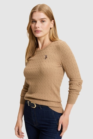 U.S. Polo Assn. Kadın Camel Bisiklet Yaka Basic Kazak 50331602-vr015