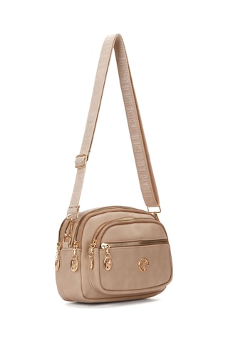 Kadın Çapraz Askılı Yumuşak Dokulu Günlük Omuz Çantası Vizon