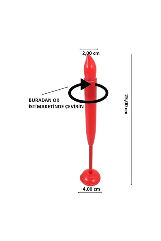 Süsle Bebek Ve Parti Dekoratif Pilli Led Şamdan Pasta Mumu, 25 Cm X 2 Cm - Kırmızı Diğer