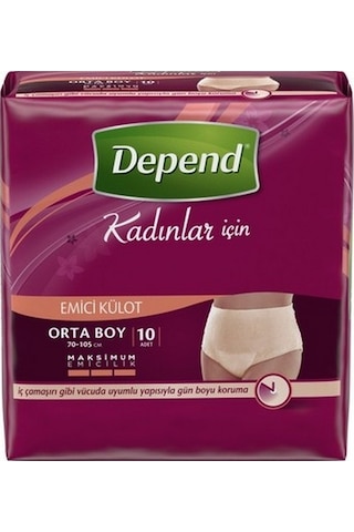 Depend Emici Külot Hasta Bezi Kadın Orta 10'lu