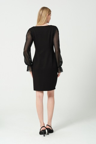 Şifon Kol Detay Mini Elbise Siyah