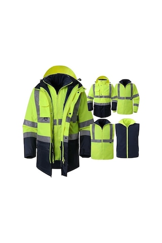 Reflektörlü Oxford Çift Renk 300d Oxford 5+1 Parka Sarı Sarı