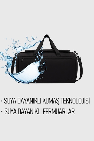 Kaff Siyah Önü Cepli Ayakkabı Bölmeli Geniş Bavul Seyahat Gym Fitness El Ve Spor Çantası Siyah