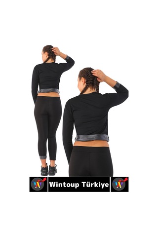 Wintoup Gündelik Spor Kullanım Terleme Hızlandıran Rahat Termal Sauna Uzun Kol Takım Siyah