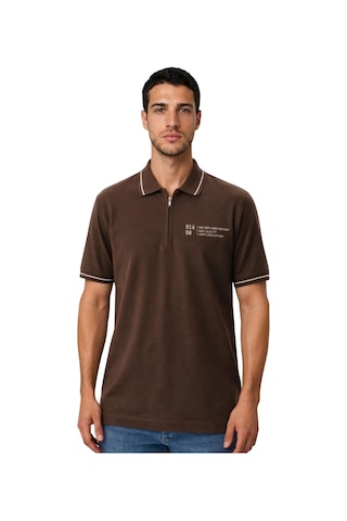 Arma Ar-ma Erkek Polo Yaka Tişört Baskisiz Basic Yaka Fermuarli Örme Kumaş Regular Fit %100 Pamuk 30/1 Çift Toplama Penye Pike Y31374357202 Kahverengi-k1