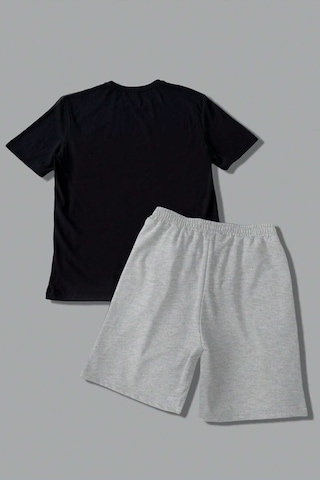 Uyguntarz Unisex Los Angles Detay Baskılı Şort Takım Siyah