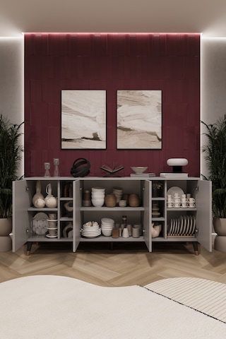 Asra Trend Lüks Konsol Tv Ünitesi %100 Mdf Salon Ve Yemek Odası Ünitesi Knsl05 Kül Gri