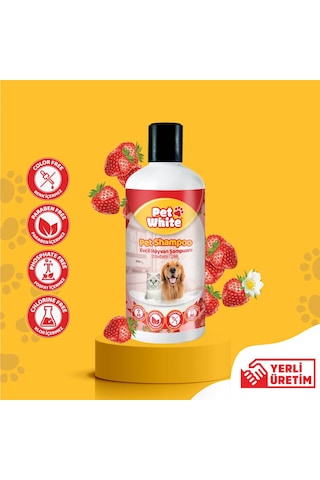 Pet White Kedi Köpek Evcil Hayvan Şampuanı Çilek Kokulu 500 ML
