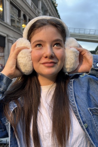Mollycrush Genç Beyaz Peluş Kulaklık Uniseks Kışlık Yumuşak Kulak Koruyucu Beyaz