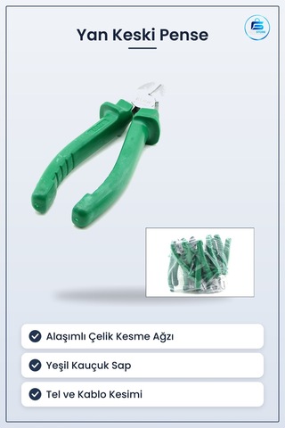Yan Keski 160 Mm Saplı Yeşil Alaşımlı Çelik Kesme Ağzı Kaymaz Kau