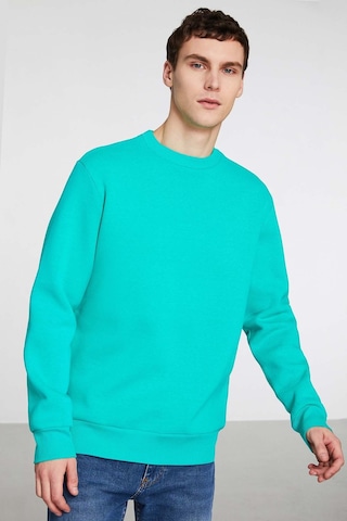 Grımelange Travıs Erkek Yumuşacık Kumaşlı Regular Fit Yuvarlak Yakalı Yeşil Sweatshirt
