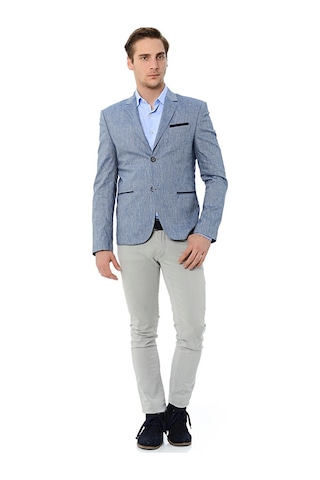Sposo G-179 İki Düğme Klasik Kalıp Mavi Erkek Blazer Ceket Mavi