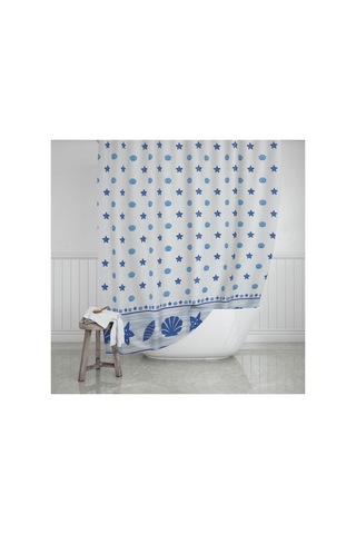 Banyo Perdesi 1x180x200 Tek Kanat Duş Perdesi Halka Duşakabin Perdesi 4910 Mavi Çok Renkli