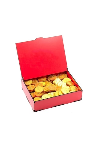 Sevdiklerinize Özel Kırmızı Ahşap Hediye Kutusunda Para Çikolata (548918014)