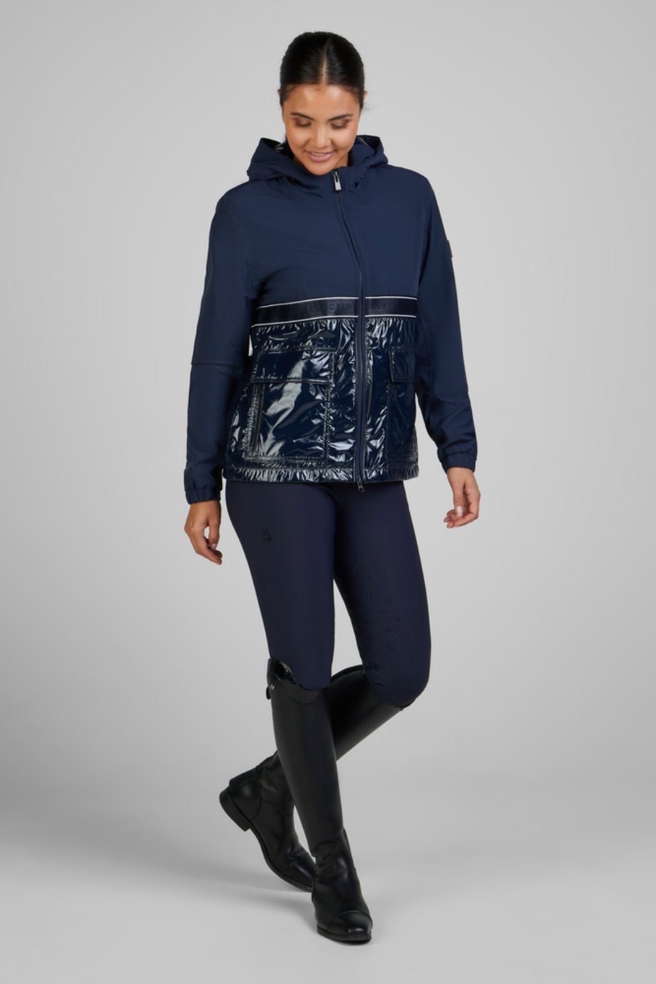 Pikeur Rainjacket 7018 Kapüşonlu Su Geçirmez Kadın Yağmurluk Lacivert