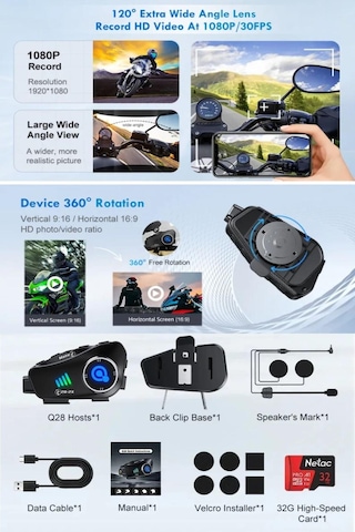 Prepare 500 M Intercom 1080p Kamera Kayıt Özellikli Q-28-P 2 Eşleşmeli 32 GB Hafıza Kartlı Wireless