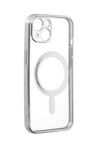 Cosmotex Newface Apple, Uyumlu iPhone 14 Plus Kılıf Magneticsafe Lazer Silikon - Gümüş