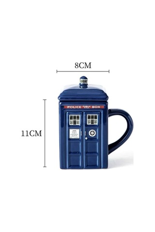 Doctor Who Tardis Police Box Telefon Kulübesi Kapaklı Kupa Bardak -2167
