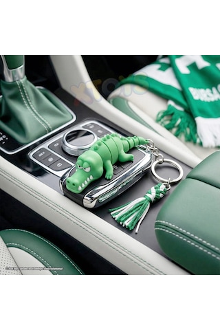 Timsah Figürü Anahtarlık, Hediyelik Çanta Aksesuarı Ve Hareketli Oyuncak Crocodyo Bursaspor Beyaz - Yeşil