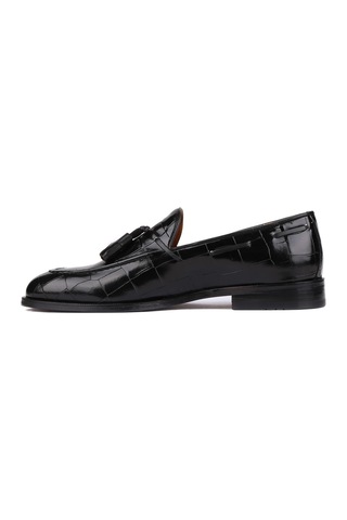 Shoetyle - Siyah Croco Deri Püsküllü Erkek Klasik Ayakkabı 250-7951-835-siyah
