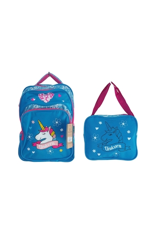Unicorn Okul Çantası Ve Beslenme Çantası Mavi