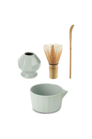 4lü Matcha Set Kase Kaşık Whisk Tutucu Bambu Whisk Çırpıcı Ve Bambu Kaşık Mt248 Yeşil