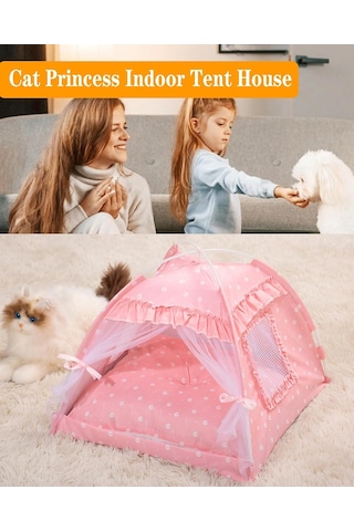 Kedi Prenses İç Mekan Çadır Evi - Kitty Sevimli Çadır İç Mekan, Köpek Evi İç/dış Mekan Mağara Yuvası Kedi