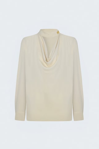 Sateen Degaje Yaka Bluz - Bej-137832