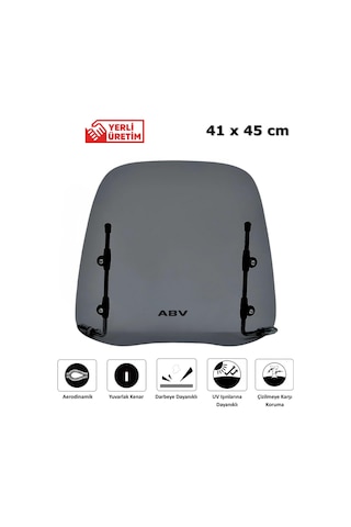 ABV Üniversal Füme Siperlik 41 x 45 CM + Bağlantı Ekipmanı (Motosiklet Camı)