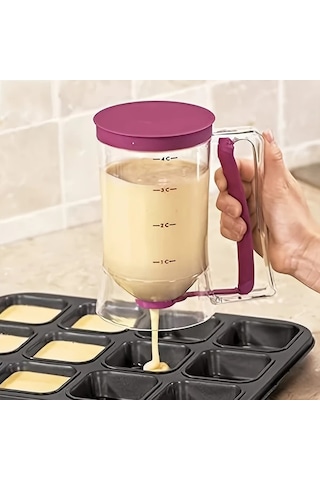 Elmpaly Kırmızı Katlanır Hamur Dağıtıcı Kek Waffle Pancake Kurabiye Pişirme Aracı