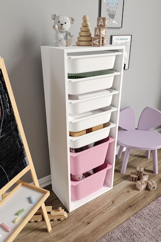 %100 Mdf - Xl Mono 7 Sepetli Oyuncak Dolabı Pembe
