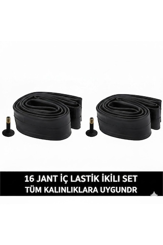 16 Jant İç Lastik 2'li Set - 16x1.75 / 2.125 Uyumlu - Oto Kalın Sibop 2 Adet Bisiklet İç Lastiği