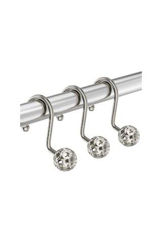 12 Adet Duş Perdesi Kancaları, Metal Dekoratif Duş Perdesi Kancaları Paslanmaz, Duş Perdesi Astarı İçin Nikel Duş Kancaları Gümüş