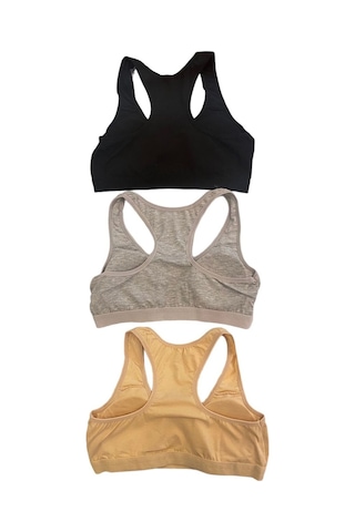 underwear bodyway 3'lü Pedli Kadın Sporcu Büstiyer 90-95 Ten Rengi - Siyah - Gri