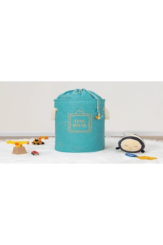 Bebek Yuvarlak Torbalı Sepet Kirli Torbası Mavi