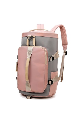 Pembe Seyahat Çantası Büyük Kapasiteli Çok Fonksiyonlu Taşınabilir Sırt Çantası Yuvarlak Kova Tek Omuz Sırt Çantası Eğitim Ve Spor Çantası Pembe