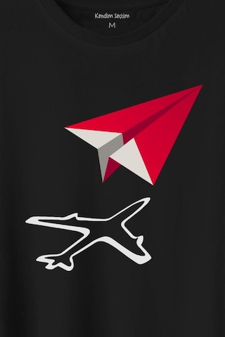Kağıt Uçak Hayaller Hayatlar Fly Pilot Baskılı Tişört Unisex T-shirt 001