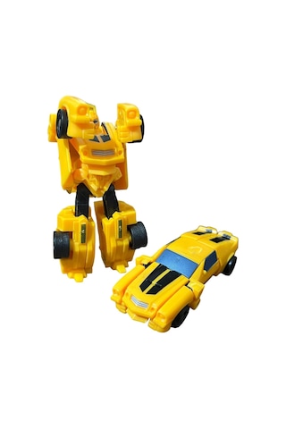 Super Warrior Mini Plastik Gövdeli Dönüşebilen Robot Araba 7.5 Cm Sarı