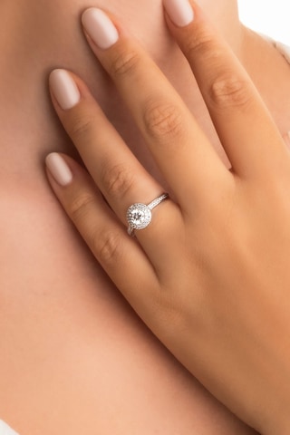 Işıltılı Mozanit 18 Ayar Beyaz Altın Kaplama Ayarlanabilir Gümüş Yüzük Beyaz