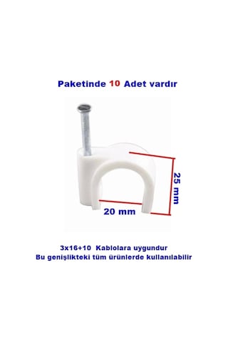 Beton Çivili Kablo Tutturma Kroşe No:8 10 Lu Paket