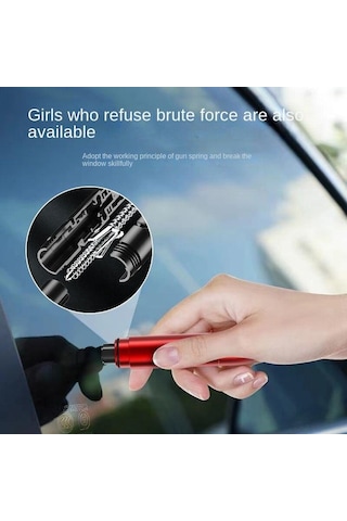 Kırmızı Bir Saniye Kırık Cam Artefakt Araba Emniyet Çekici Çok Fonksiyonlu Kaçış Kırık Cam Artefakt Kaçış Çekici Acil Durum Çekici