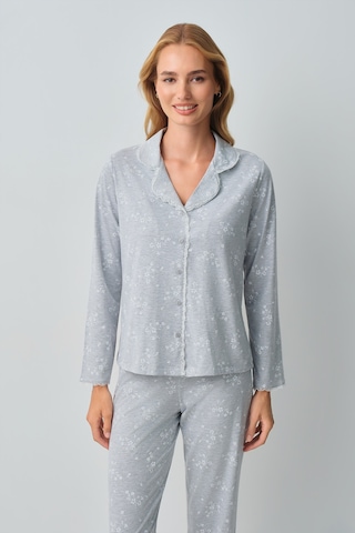 Suwen Griss Gömlek Yaka Pijama Takımı Wsh10510157964 Gri Melanj